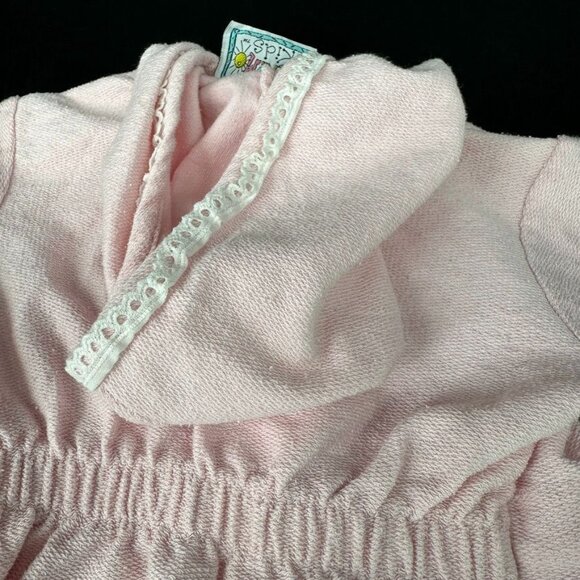 VTG KoKom Kids Pink Jacket Size 18 Month Flower Buttons Hooded - Picture 9 of 10